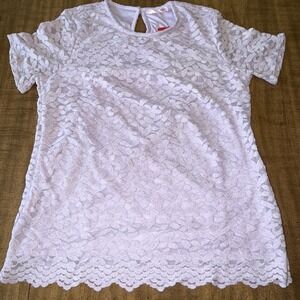 Teddi Rose Womens Top‎  Lace Floral Stretch Short Sleeves Purple Medium New